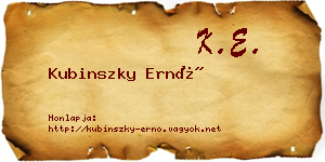 Kubinszky Ernő névjegykártya